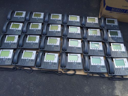 Lot of 24 Cisco Systems CP-7940G IP Phone VoIP Telephones with Stand, Cords &amp; HS