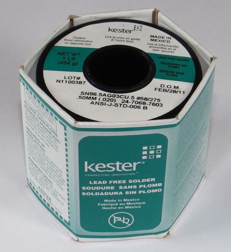 Kester 275, SN96.5AG03CU.5 Lead Free Solder (.020&#034;) 1lb, #58 Core