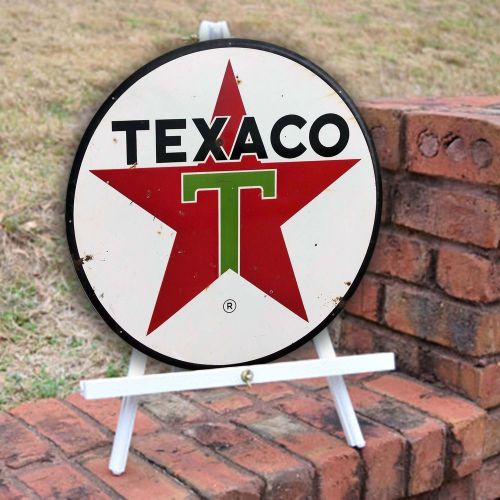 Vintage Texaco weathered antique look - metal wall decor for garage bar