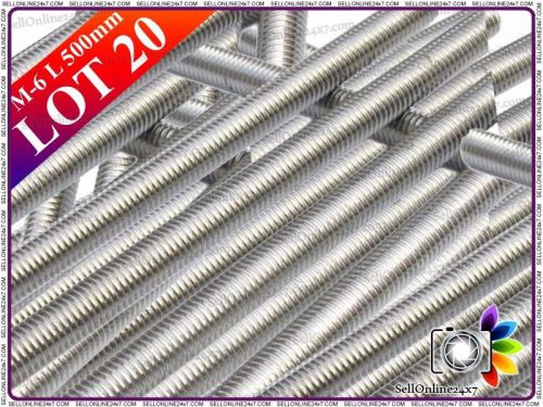 A2 Stainless Steel Lot  of 20 Pcs  M-6 x 500MM Full Threaded Bar Studding