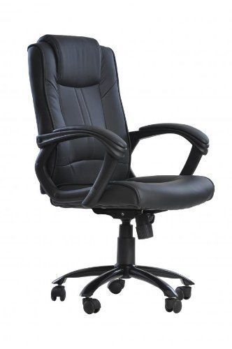 Black Ergonomic PU Leather Office Executive High Chair Computer Task Desk