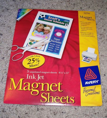 4 Magnet Sheets AVERY 3270 Ink Jet 4 NEW sheets 8.5&#034;x 11&#034;