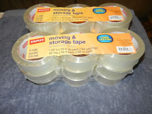 Staples Moving &amp; Storage Long Lasting Tape 1.88&#034;x54.6yds 18 rolls $2.08 per roll