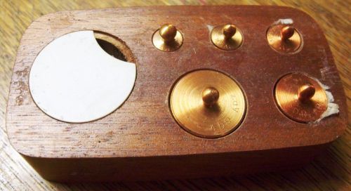 Vintage Set - Torsion Balance Co. Brass Weights - 1S - 4DR - Wood Box