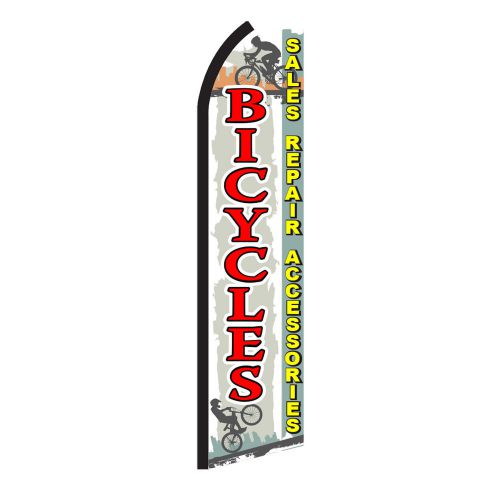 Bicycles sales repairs business sign swooper flag 15 ft tall feather banner for sale