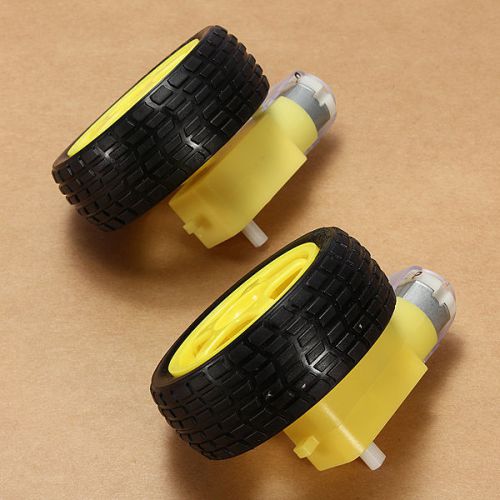 4 Pcs Smart Car Robot Plastic Tire Tyre Wheel + DC 6V Gear Motor Set For Arduino