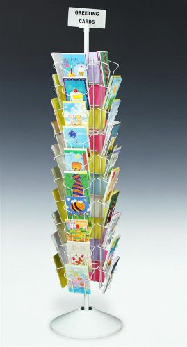 10-Tiered Greeting Card Rack for Floor, 40 Pockets, with Sign Clip, Rotating - W
