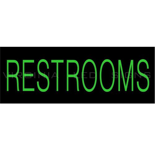 Restrooms LED SIGN neon looking 30&#034;x11&#034; HIGH QUALITY VERY BRIGHT GREEN