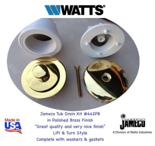 WATTS 442 PB  Lift &amp; Turn Tub Waste Drain Kit in Polished Brass  Made in USA