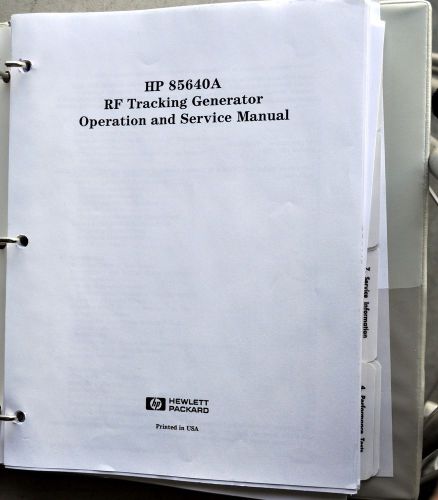Agilent HP 85640A RF Tracking Generator Operation &amp; Service Manual