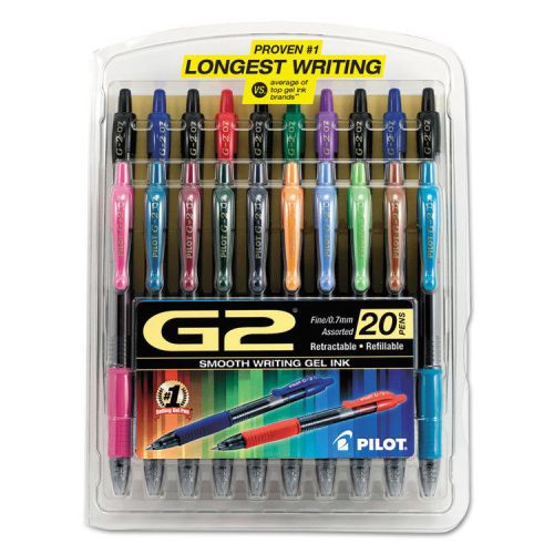 Pilot G2 Retractable Premium Gel Ink Roller Ball Pens Fine Point Pack of 20 A...