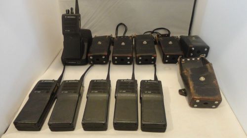 6 Motorola HT1000 Handie- Talkie FM Radios H01SDC9AA3DN , Charger and Holsters