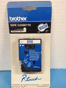 Brother TC64Z1 White on Blue, P-touch TC-64Z1 25 feet 9mm 3/8&#034; Free Shipping
