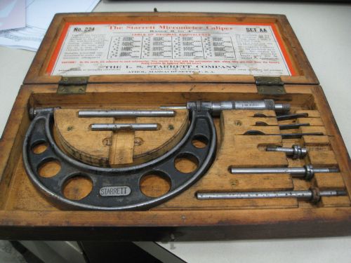 Starrett precision no.224 set aa micrometer set 0-4&#034; vintage machinist tools for sale
