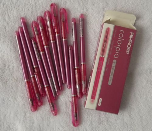 New 12Pcs Red Color AIHAO 8904 Gel Pen ink Pen 0.38mm High quality