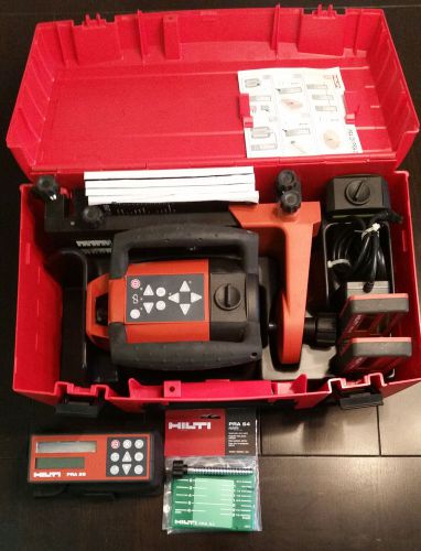 Hilti #pr26 rotary green beam adjusting laser kit complete w/ 3 pra-62 recievers for sale