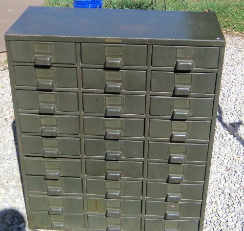 VINTAGE HOBART 27 DRAWER INDUSTRIAL METAL STEEL STORAGE PARTS CABINET TROY OHIO