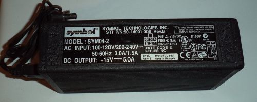 Symbol SYM04-02 50-14001-008 Ac Adapter 15vdc 5.0a 2x3 6pin Connector 5 x 2mm