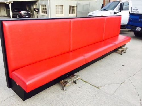 Large Restaurant Wall Booth, Red Cushion, Wood Frame