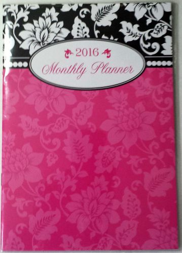 2016 Monthly Page Planner~Calendar~Organizer~Manager~PINK &amp; BLACK DAMASK~Moms~