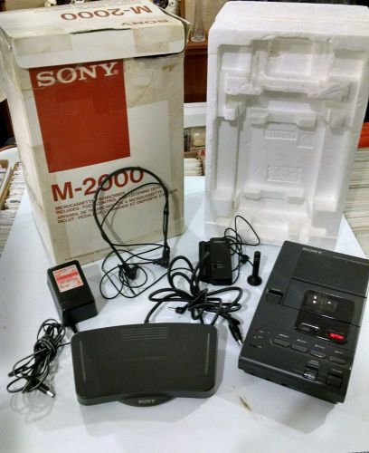SONY M-2000 Microcassette Transcriber, Foot Control, Listening Device box AS-IS