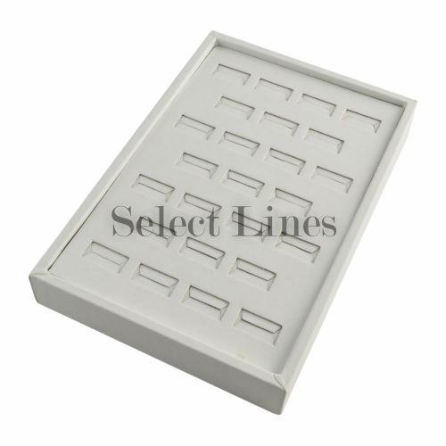 White Faux Leather 25 Slot Ring Tray Jewelry Display !!