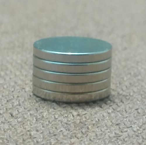5 N52 Neodymium Cylindrical (1/2 x 1/16) inch Cylinder/Disc Magnets.
