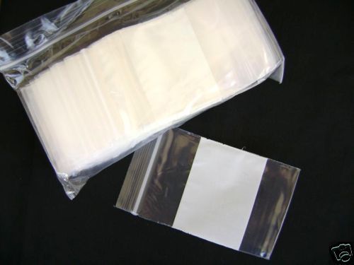 1203PK 3x2 inch White Block Poly Ziplock Clear Bags Top Zip Storage 100 Qty
