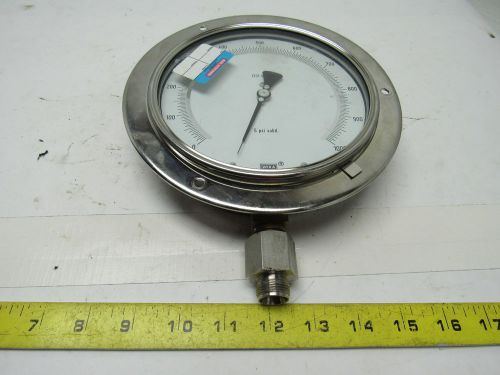Wika 2720829 6&#034; flanged mount pressure test gauge 0-1000 psi 1/2&#034; npt  bottom for sale