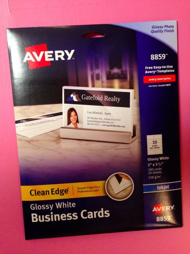 Avery 8859 White Glossy Clean Edge Business Cards 2&#034; x 3.5&#034; 200 Count Free Ship