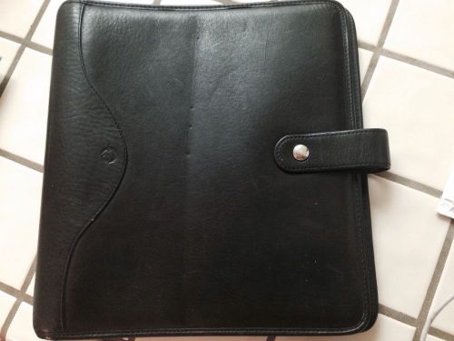 FRANKLIN COVEY BLACK LEATHER 7 Ring Busines NOTEBOOK BINDER Planner 11.5&#034; x 12.2