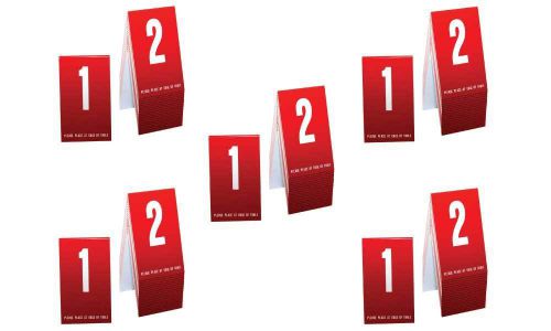 Plastic Table Numbers, 5 sets of 1-20 - Tent style, Red w/white, Free shipping