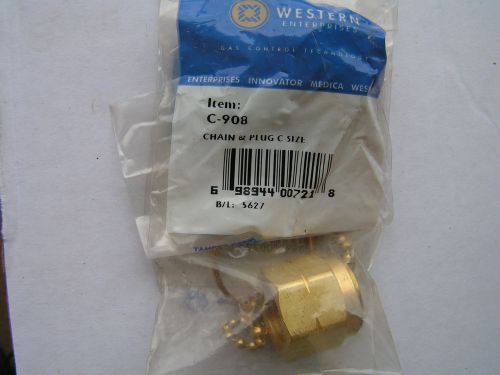 Western C-908 Brass Chain &amp; Plug Female Accetylene L.H. Nut/Plug 7/8&#034;-14 NEW!!!