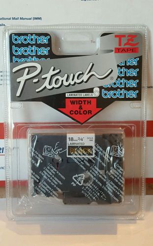 New! Brother P-touch TZ Tape: 3/4&#034; x 26.2&#039; Gold Ink on Black Labeling Tape TZ344