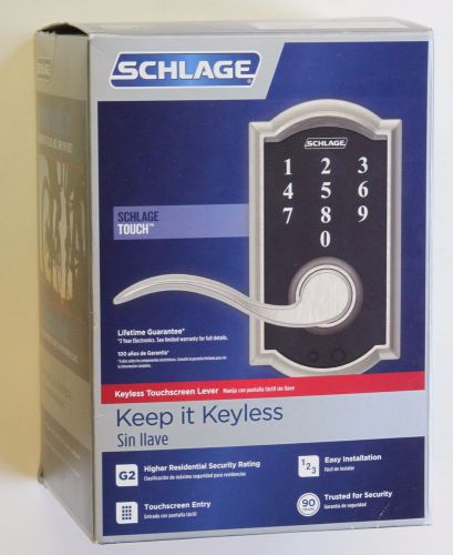 NEW  Schlage Touch Camelot Lock Accent Lever Satin Nickel FE695VCAM619ACC