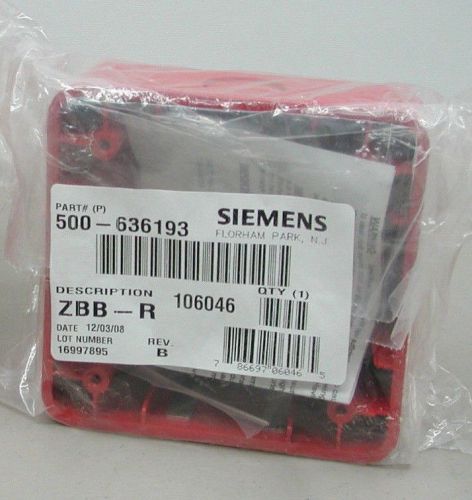 Siemens ZBB-R 500-636193 Fire Alarm Back Box - Red Plastic - NIB ZB-R