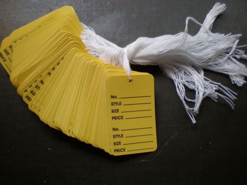1000 Large Yellow Coupon Price Tags with String - 2 Part- 2 7/8 tall x 1 3/4