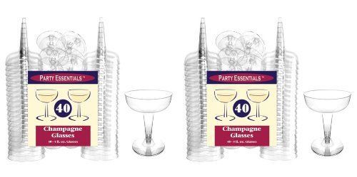 2 PACK - NW Party Northwest Enterprises 40 Count Hard Plastic 2-Piece Champagne
