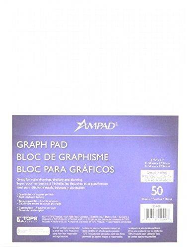Ampad 8.5 x 11 inches 2-sided, 50-sheet quadrille pad, sheets (amp22000) for sale