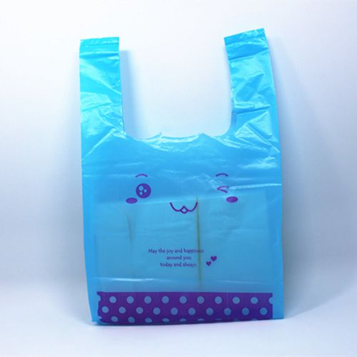 Blue Plastic Carry Retail Merchandise Shopping Bags For Supermarket Grocery
