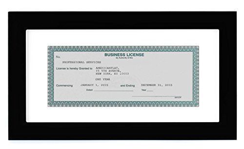 Business License Frame - Made for Business Licenses sized 3.5 x 8 Inch with Mat