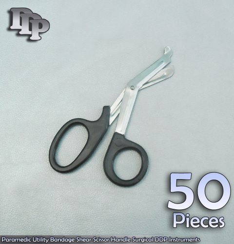 50 Paramedic Utility Bandage Shear Scissor 5.5&#034; Black Surgical Instruments