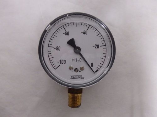 Noshok vacuum gauge negative pressure 0 to -100 in h2o 1/4&#034; npt bottom mount (e6 for sale