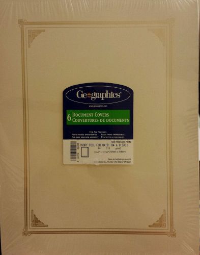 Geographics 6 Document Covers (Ivory with gold foil borders). 8.5x11 (A4 size)