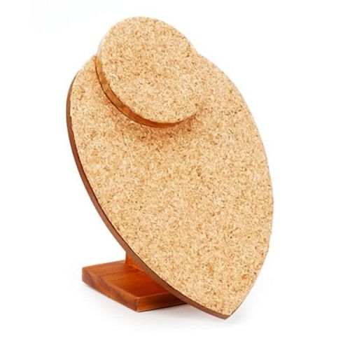 NEW STANDING CORK &amp; WOOD NECKLACE DISPLAY for JEWELRY BEAUTIFUL FORM 8.5&#034; x 6.5&#034;