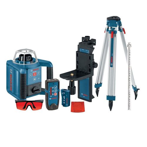 Bosch grl300hvck self-leveling laser w receiver, remote, tri-pod and wall mount for sale