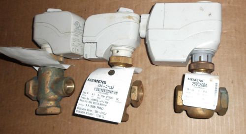 Lot of 3 siemens building technologies 24v brass valves 25902004 &amp; 254-01132 for sale