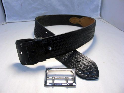 #201 size 32&#034; bbw shoemaker 1/2 liner 2.25&#034; police duty belt chrome buckle for sale
