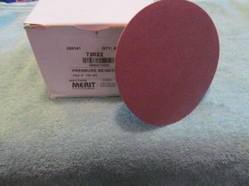 120 Grit 5&#034; Pressure Sensitive Abrasive Discs, NEW Box of 50 Merit 72022