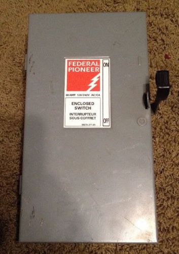 Federal Pioneer 60 Amp Fusible Disconnect Safety Switch 120/240 V